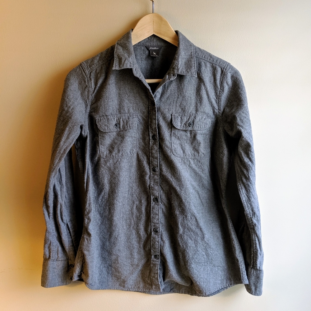 Eddie Bauer Women's Flannel Top - Grey